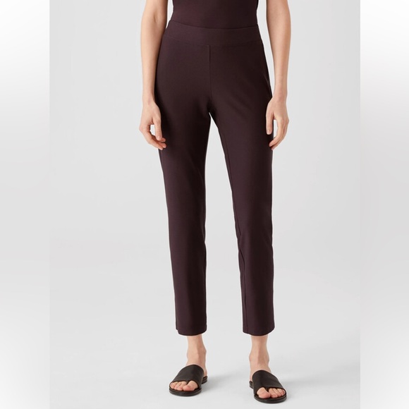 Eileen Fisher Women's Washable Stretch Crepe Dark Brown Ankle Pants